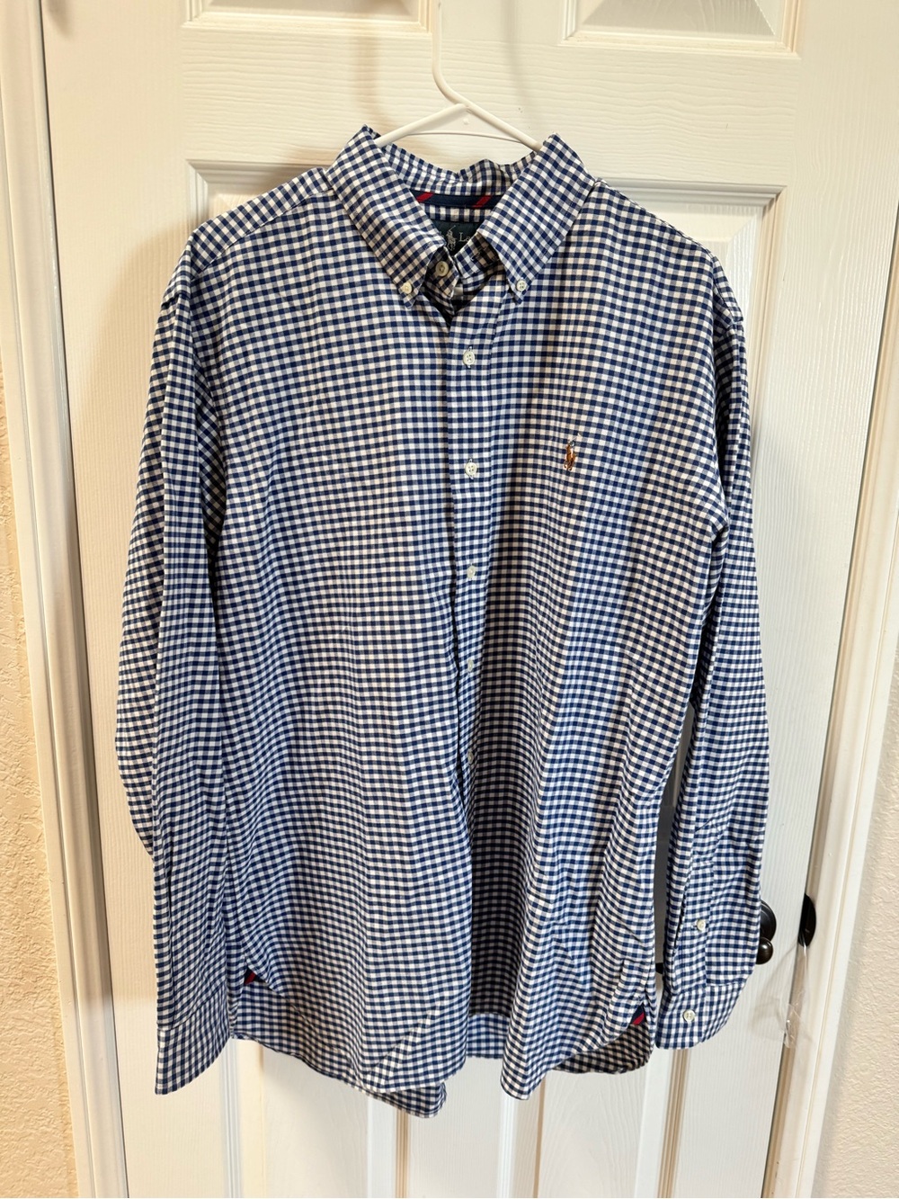 Ralph Lauren Blue and White Gingham Button-Down Classic fit Shirt